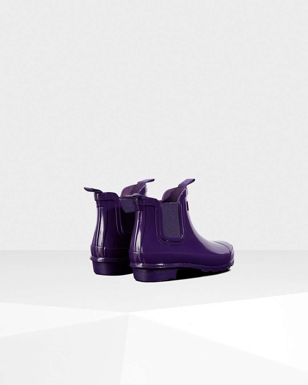 Bottes Chelsea Hunter Original Grands Gloss Enfant Bleu Violette JGCTMIN-83